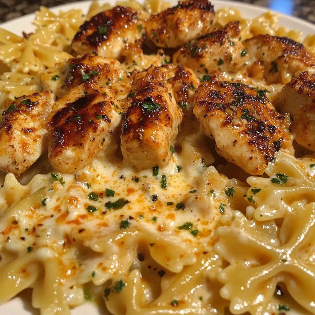 Cheesy Garlic Cajun Chicken Bowtie Pasta