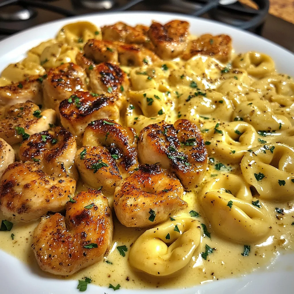 Cheesy Garlic Cajun Chicken Tortellini with Velveeta Cream Sauce