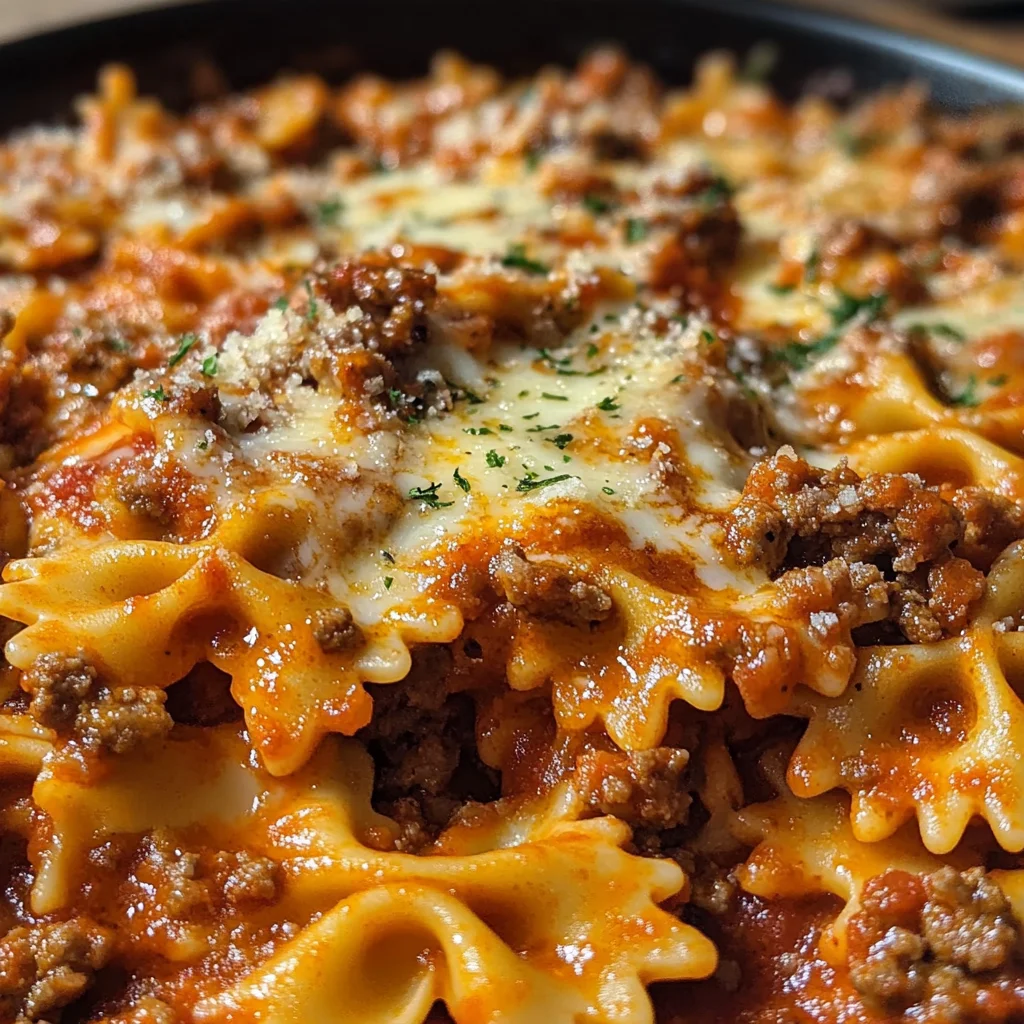 Creamy Baked Velveeta Bowtie Pasta with Italian Beef Marinara