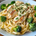 Creamy Chicken Alfredo Fettuccine with Broccoli