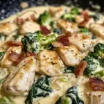 Creamy Chicken Alfredo with Spinach, Bacon, and Broccoli