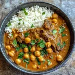 Creamy Coconut Beef & Chickpea Curry with Freshly Baked Garlic Naan