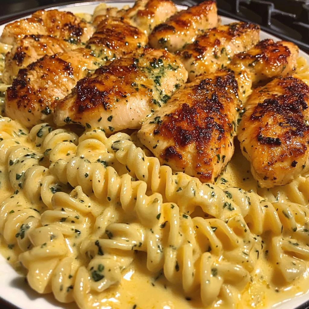 Creamy Garlic Butter Chicken with Twisted Cheddar Pasta