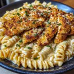 Garlic Parmesan Chicken Twisted Pasta in Spicy Three-Cheese Cajun Sauce