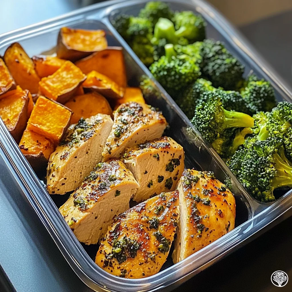 Herbed Chicken Meal Prep Bowls with Sweet Potatoes & Broccoli