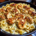 Mozzarella Garlic Butter Chicken Bowties in Cheesy Cream