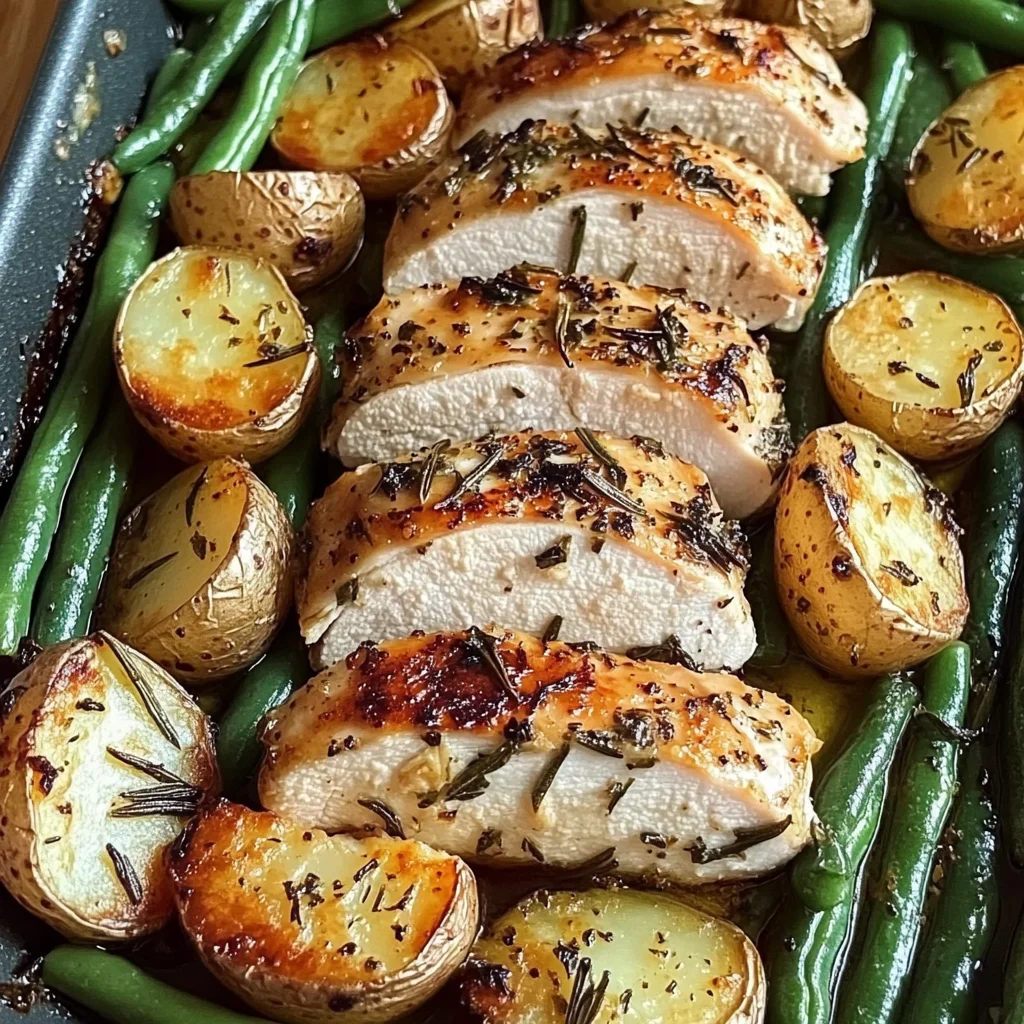 One-Pan Garlic Herb Chicken with Crispy Potatoes & Green Beans