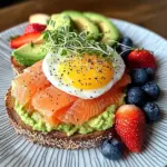 Smoked Salmon & Avocado Breakfast Toast with Fresh Fruit