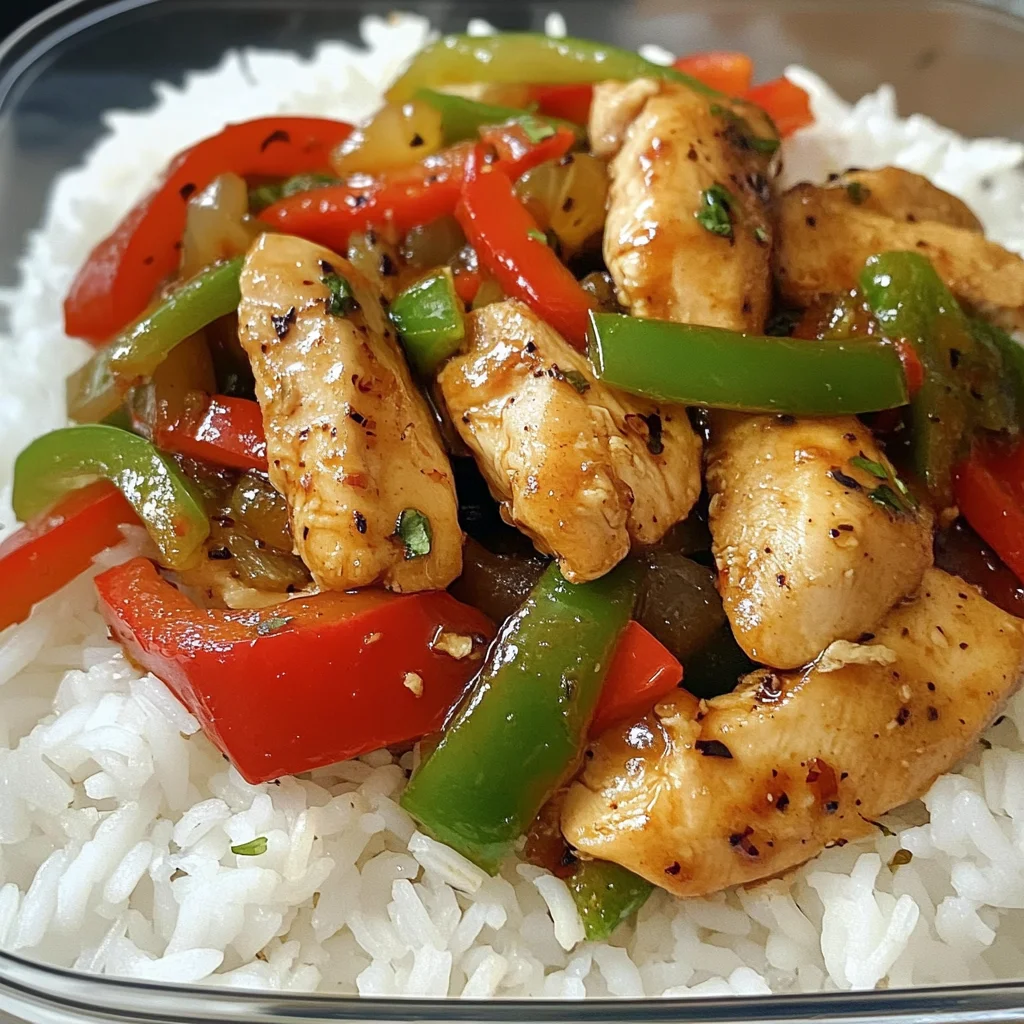 Spicy Pepper Chicken Stir-Fry with Rice
