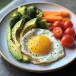 Sunny-Side Egg with Avocado, Tomatoes & Steamed Veggies