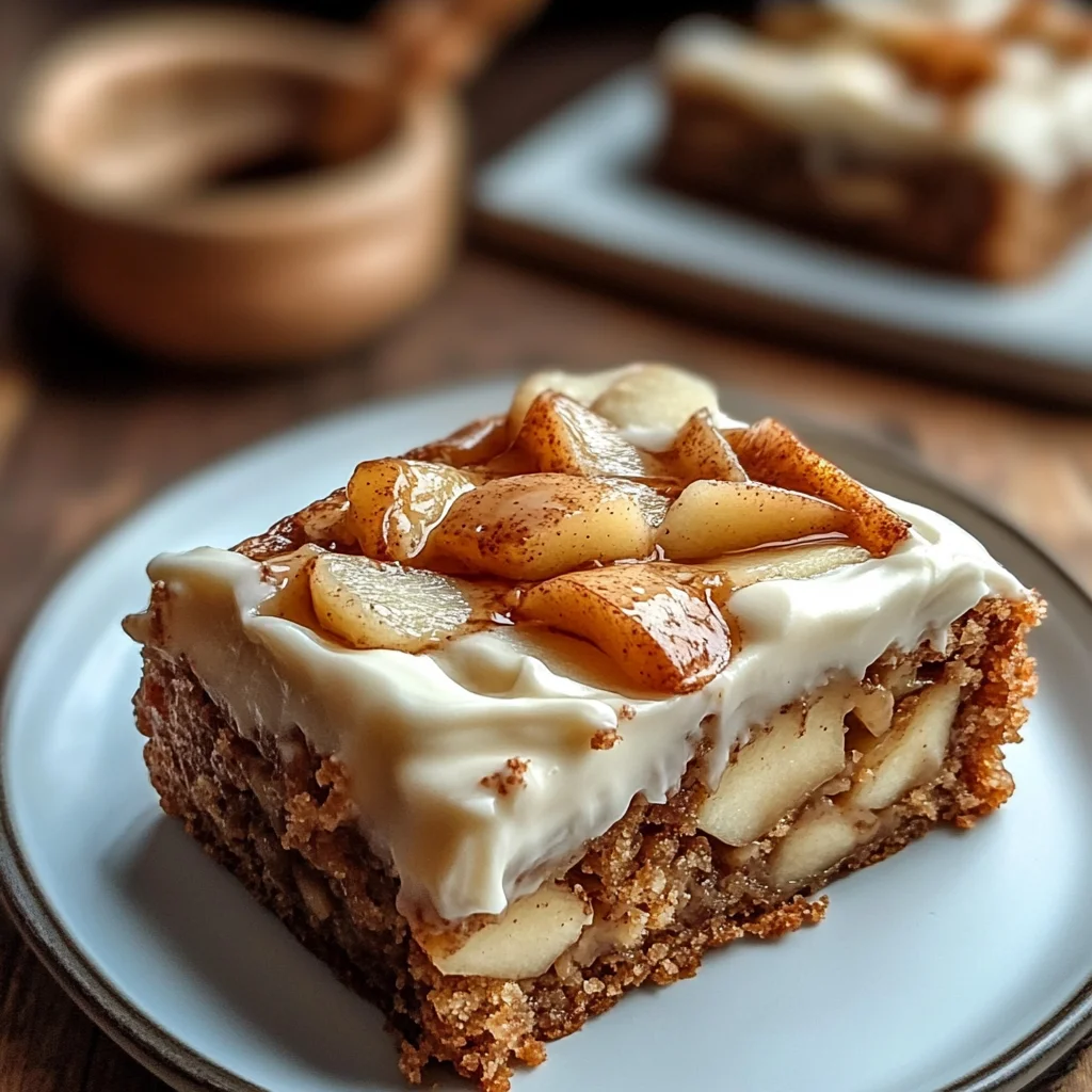 Cinnamon Blondies with Caramelized Apples and Cream Cheese Frosting
