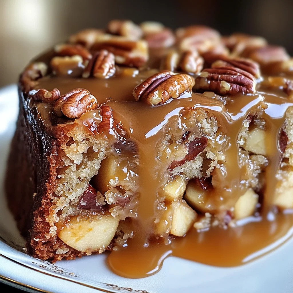 Apple Pecan Cake With Caramel Glaze