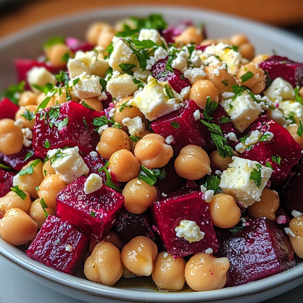 Chickpea Beet Feta Salad with Lemon-Garlic Vinaigrette – A Vibrant & Flavorful Delight