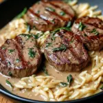 Creamy beef Tenderloin Medallions with Orzo