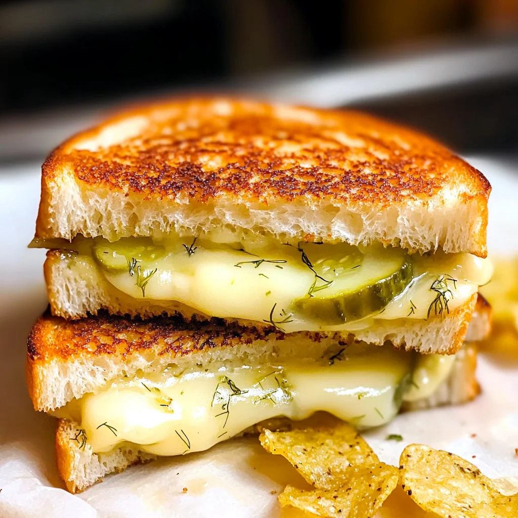 Crispy Dill Pickle Grilled Cheese Sandwich - theamazingfood