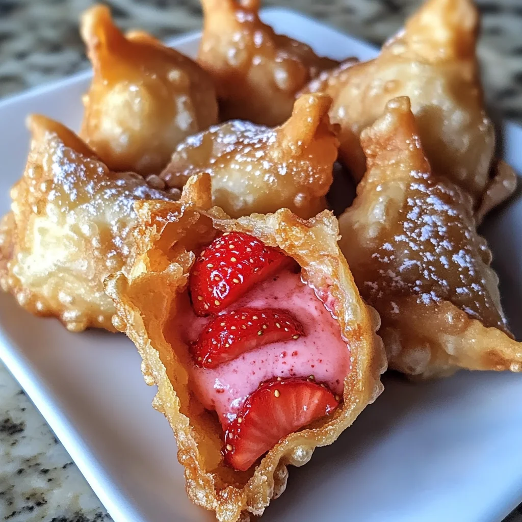 Deep-Fried Strawberry Cheesecake Stuffed Wonton Bites: Irresistibly Crispy!
