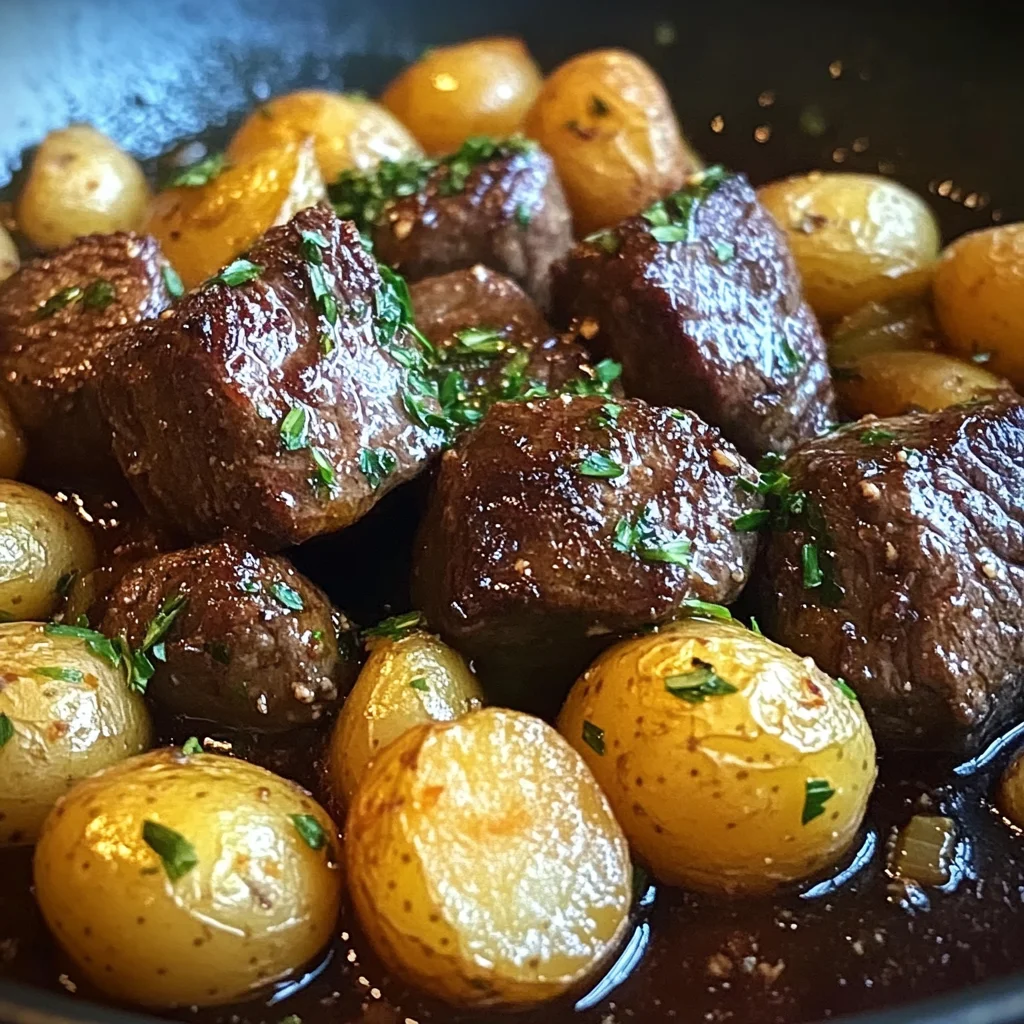 Garlic Butter Beef Bites with Potatoes