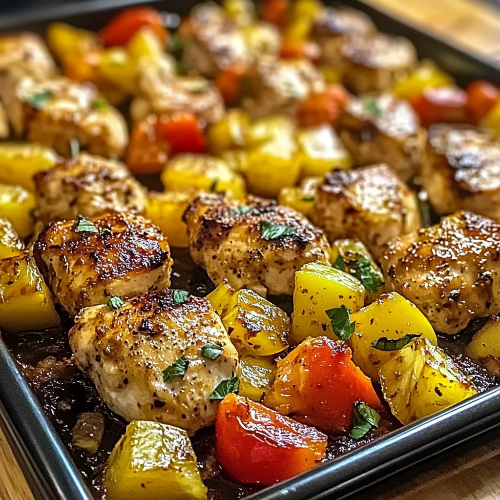Hawaiian Chicken Sheet Pan Dinner