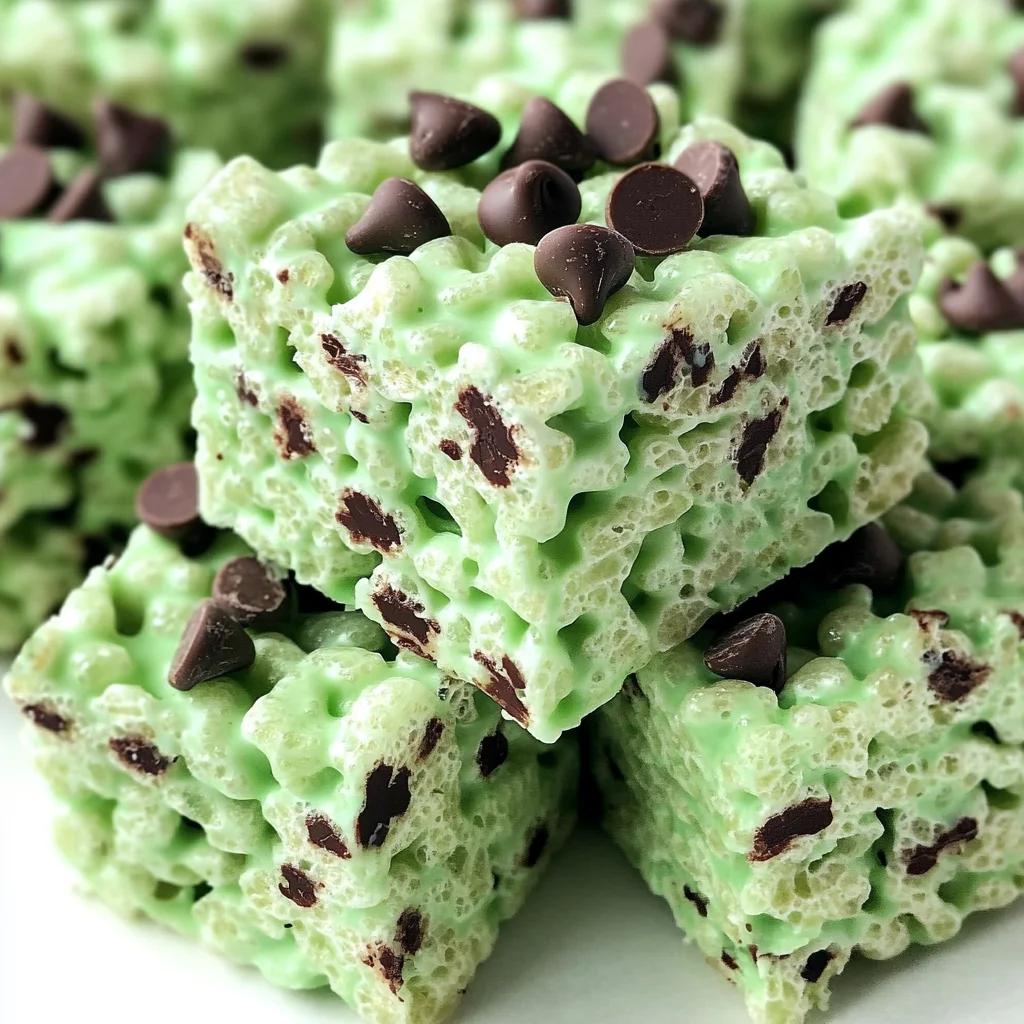 Mint Chocolate Chip Rice Krispie Treats