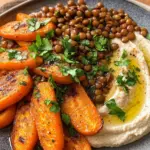 Roasted Carrots and Lentil Salad with Hummus