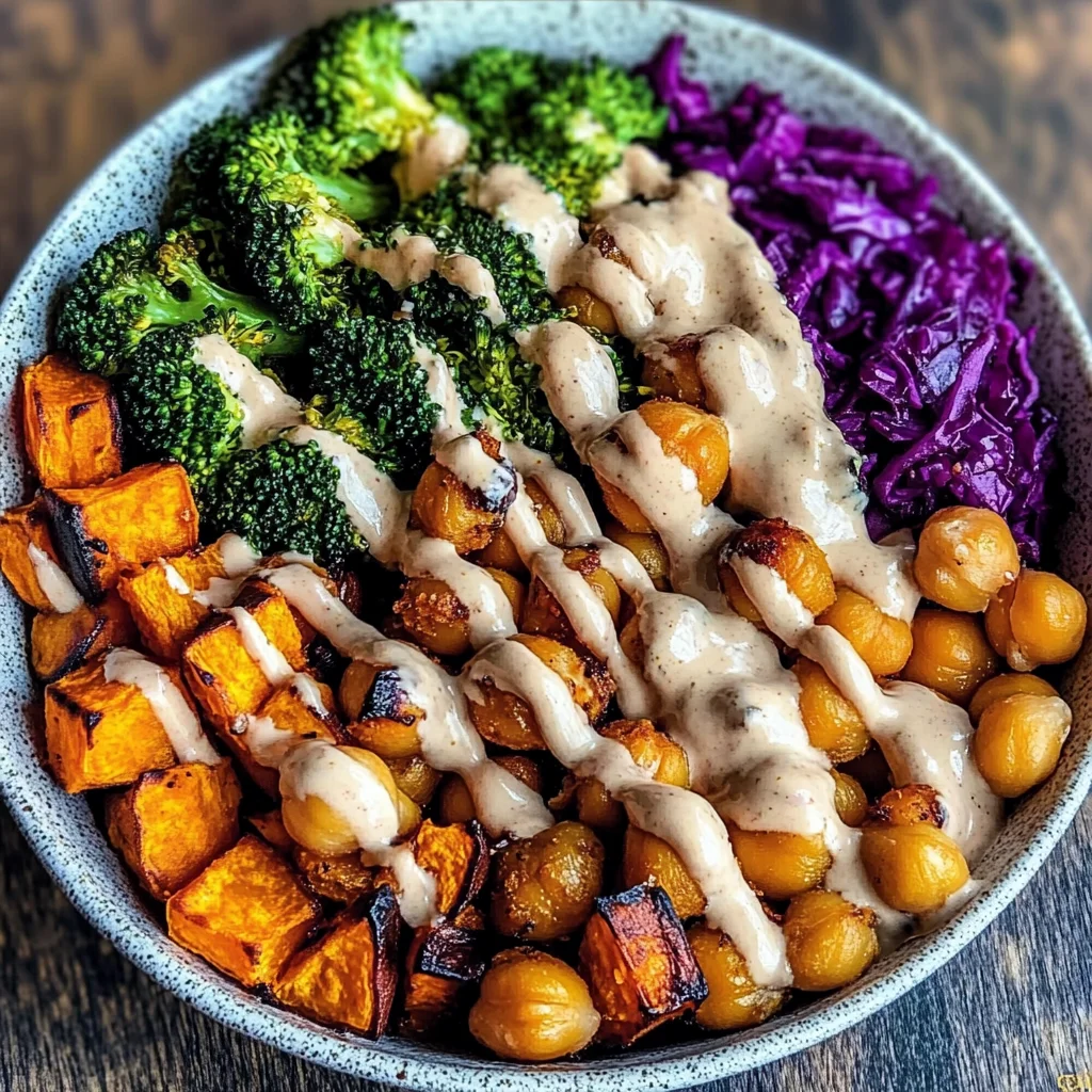Roasted Veggie & Chickpea Bowls with Maple Dijon Tahini Dressing