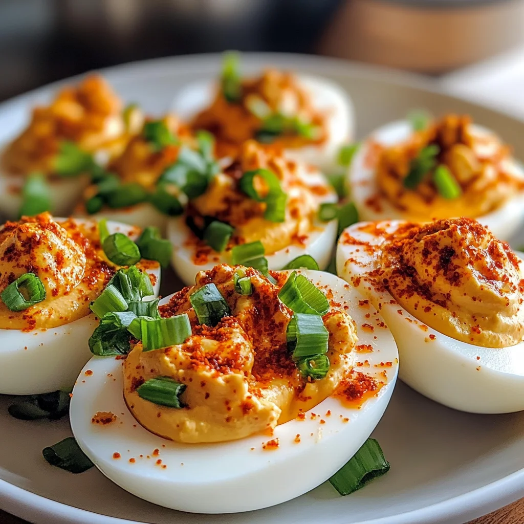 Spicy Chili Garlic Deviled Eggs