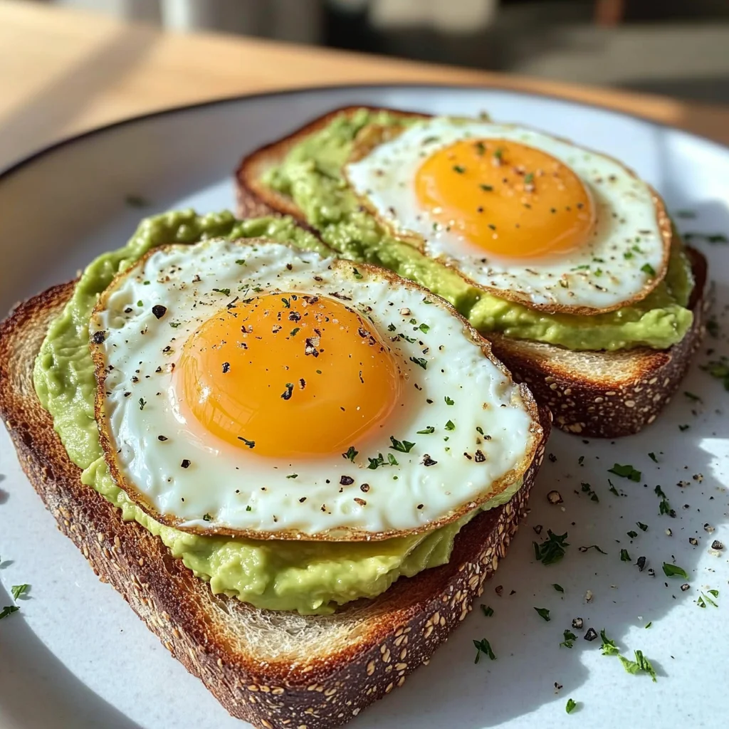 Avocado Toast with Sunny-Side Eggs & Iced Latte