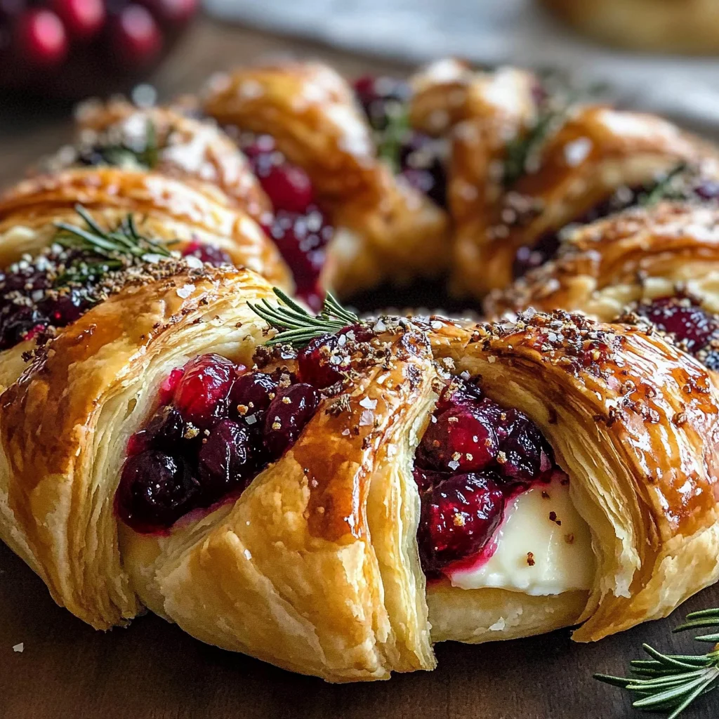 Brie Cheese and Cranberry Christmas Wreath
