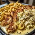 Creamy Chicken Tortellini with Mozzarella Garlic Sauce
