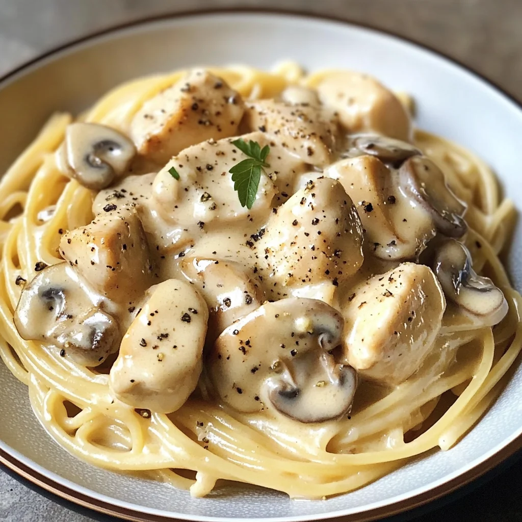 Creamy Garlic Chicken & Mushroom Pasta
