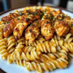 Creamy Velveeta Rotini with Cajun Garlic Chicken Strips