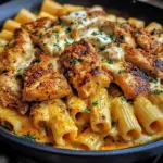 Garlic Cajun Chicken Cheesy Rigatoni in Velveeta Cream Sauce