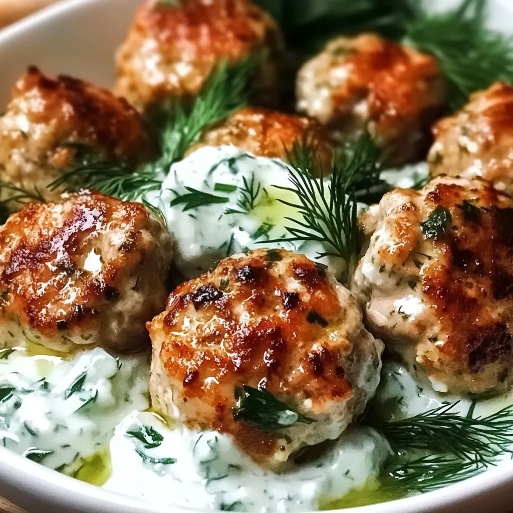 Greek Chicken Meatballs with Tzatziki Sauce