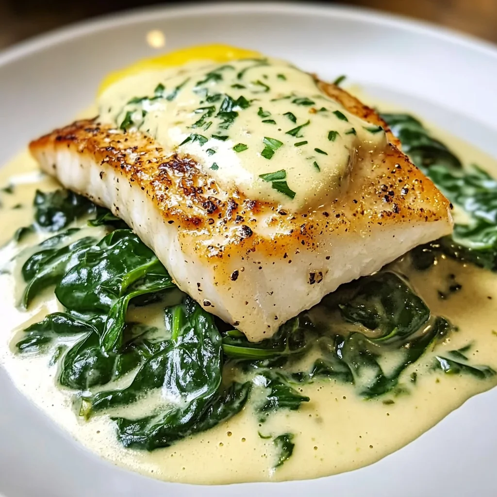 Luscious Lemon-Garlic Sea Bass with Creamed Spinach
