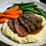 Savory Beef Plate with Mash, Carrots & Green Beans