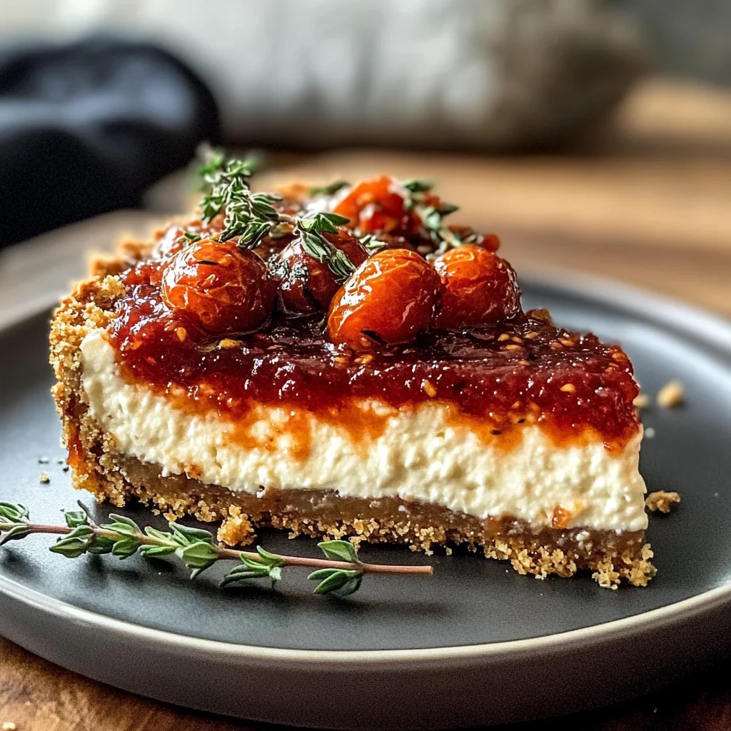 Savory Cheesecake with Roasted Tomato Jam & Parmesan Crust