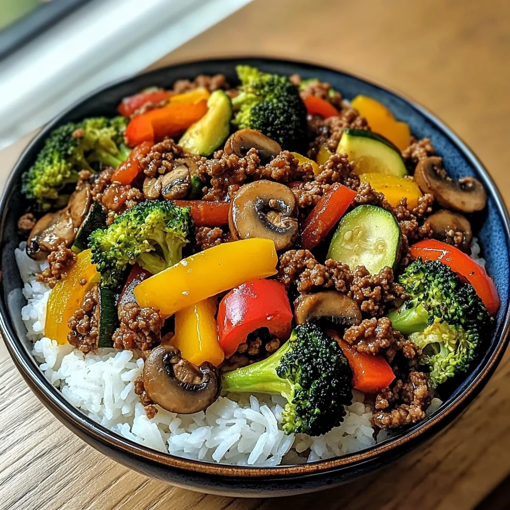 Savory Ground Beef & Veggie Stir-Fry Bowl