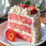 Strawberry Cake with Whipped Cream Cheese Frosting