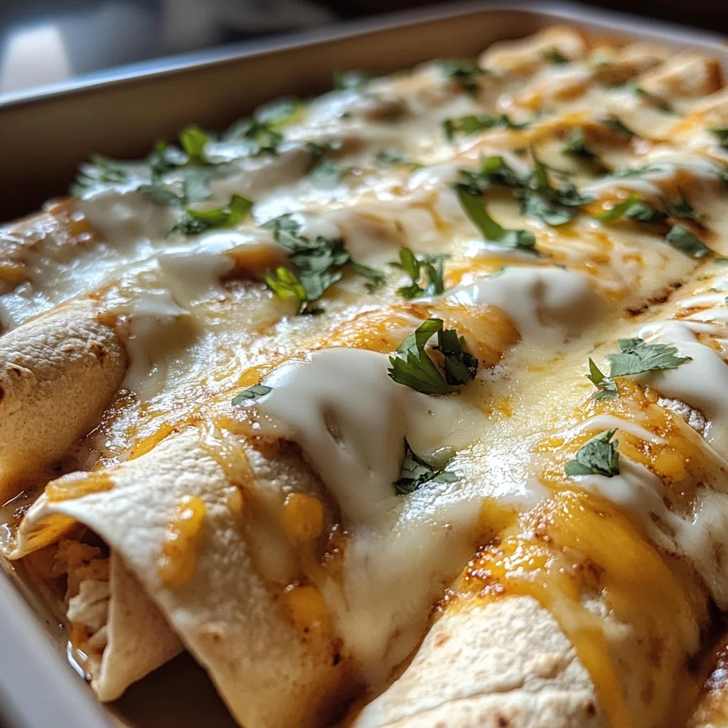38g Protein Chicken Enchiladas with Dreamy White Sauce