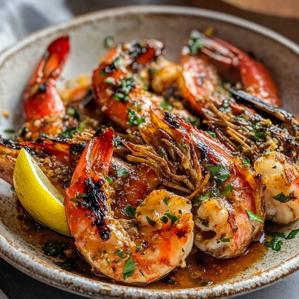 BBQ Grilled Prawns with Garlic, Lemon & Chilli