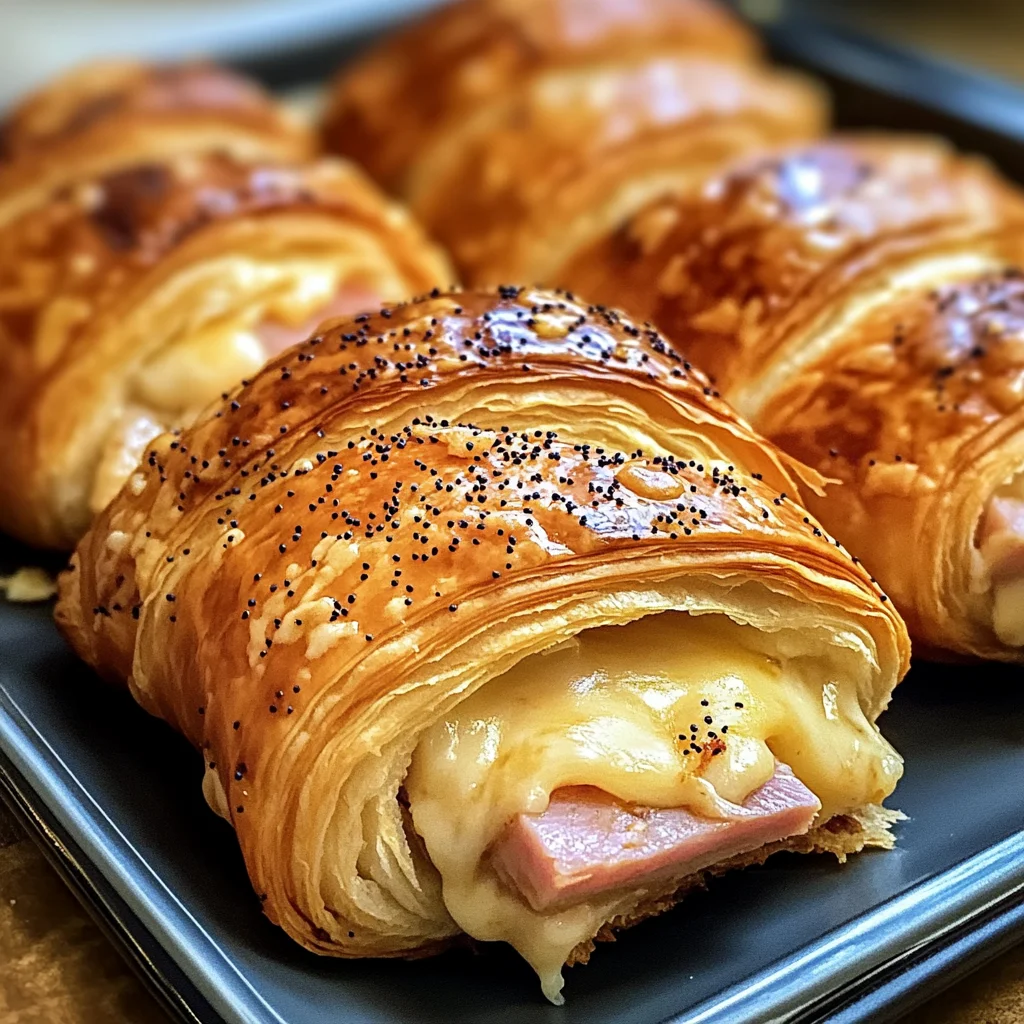 Baked chicken ham and Cheese Croissants