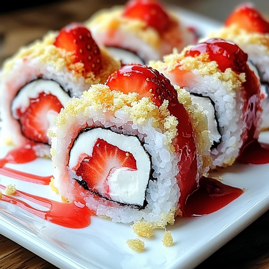 Creative & Cute Strawberry Shortcake Sushi Roll Dessert Recipe