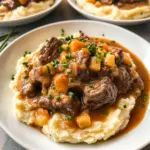 Fall Apple Cider Stew over Mashed Potatoes