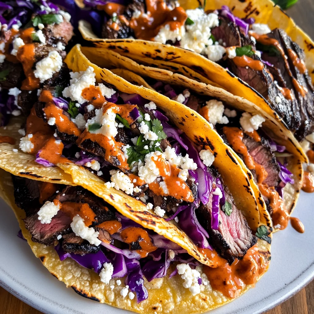 Steak Tacos with Chipotle Sauce & Roasted Cabbage Slaw