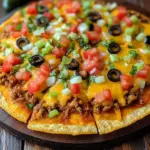 Crispy Mexican Pizza with Seasoned Beef and Refried Beans Recipe
